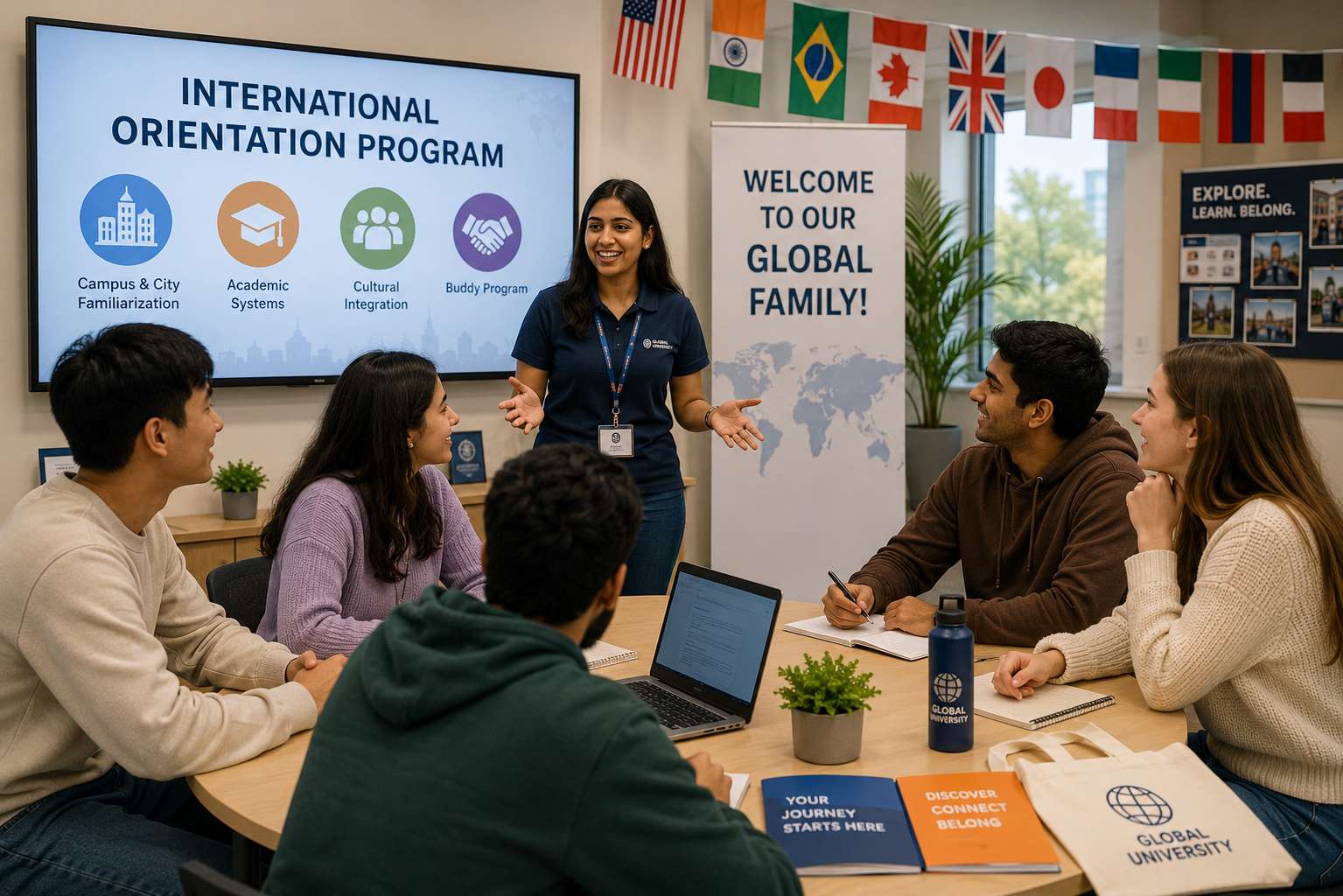 International students at campus orientation program