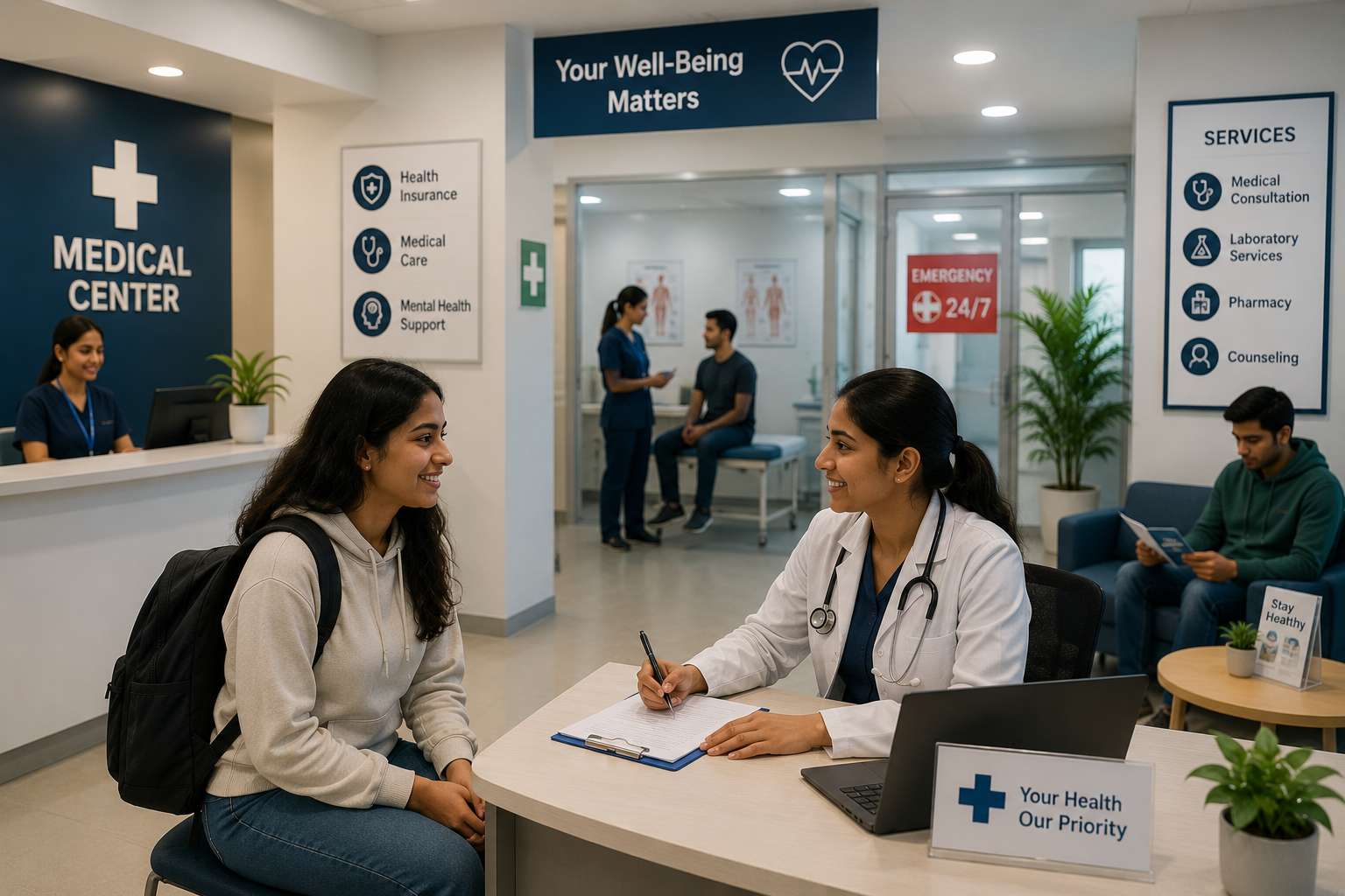 Campus health center providing medical services to students